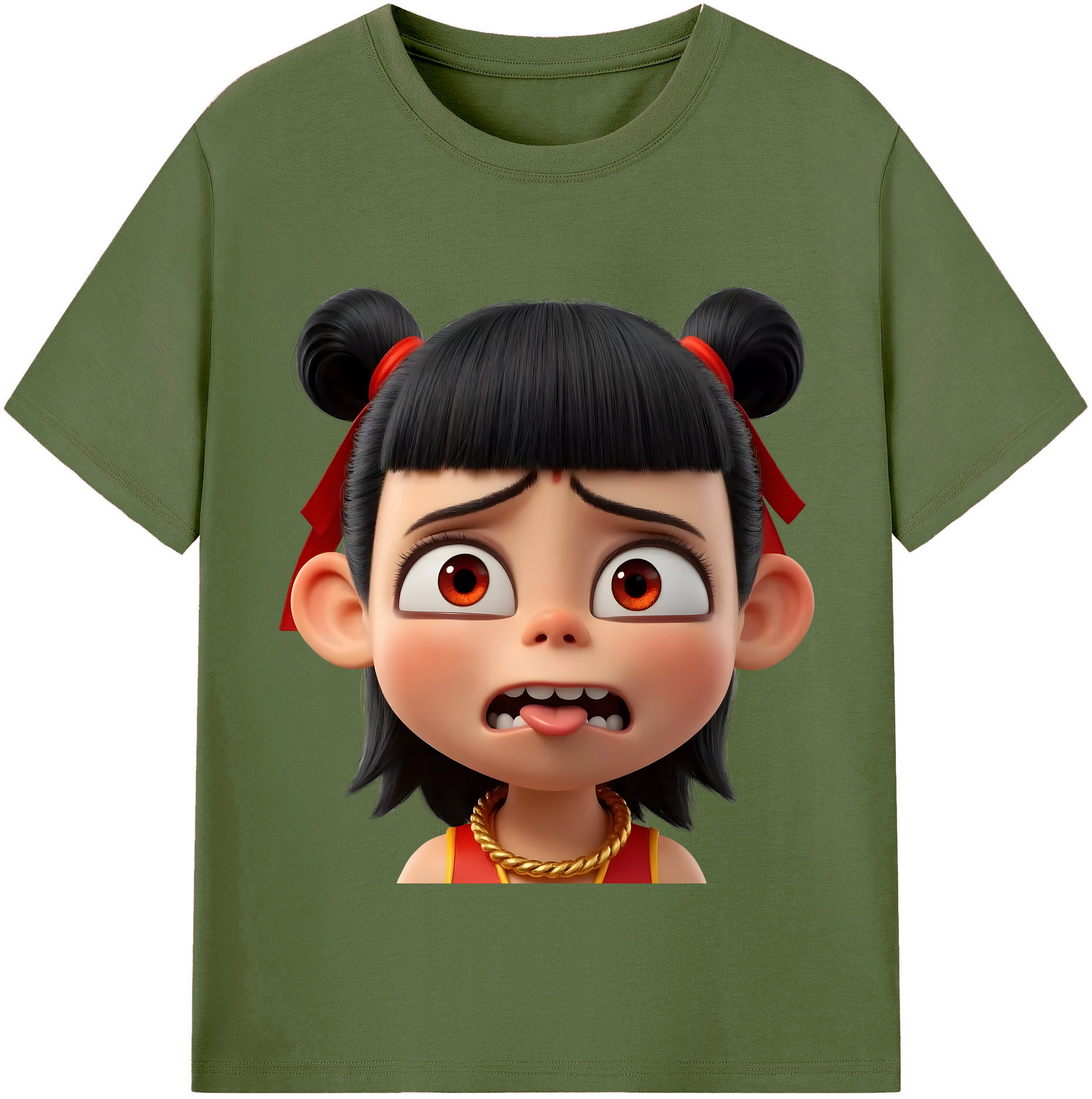 （画像用） Ne Zha 2 ナタ 魔童の大暴れ 綿100％半袖Tシャツ（フロントプリント）